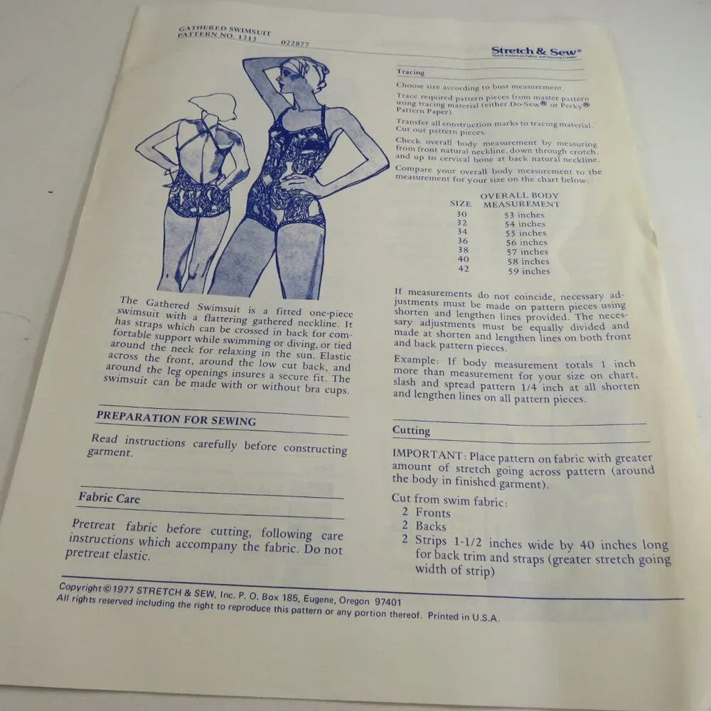 Ann Person Stretch & Sew 1313 Swimsuit yr 1977 Clothing Sewing Pattern UNCUT